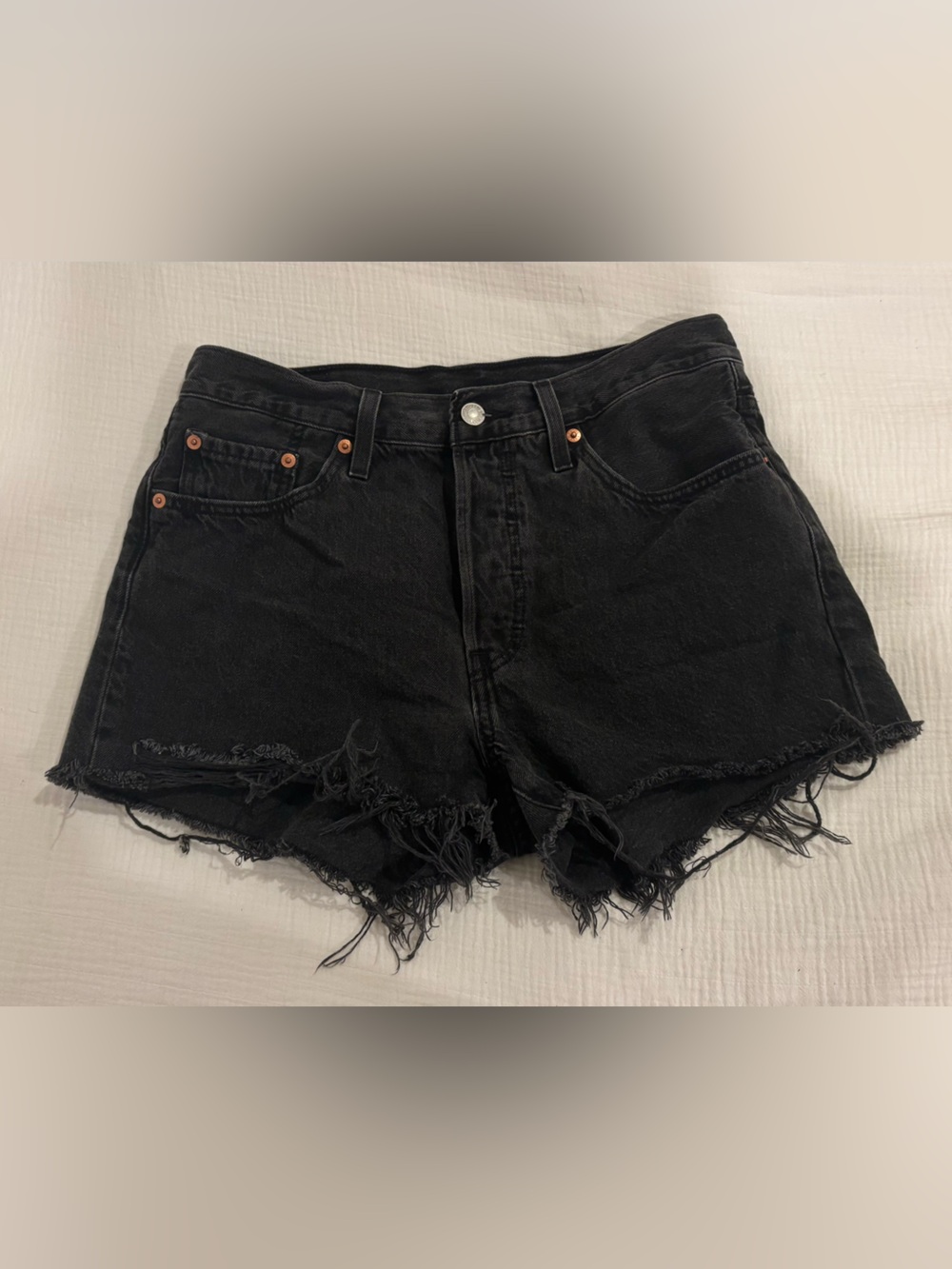 Levi black denim cutoff shorts size 28